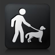 Black Square Button with Disability Dog