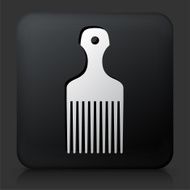 Black Square Button with Comb Icon N2