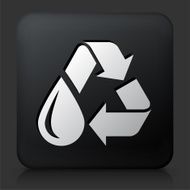 Black Square Button with Recycle Water