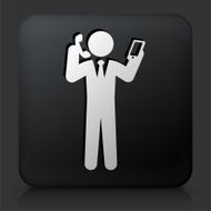 Black Square Button with Businessman &amp; Technology Communication