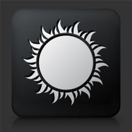 Black Square Button with Sun Symbol