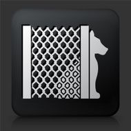 Black Square Button with Pet Behind Cage