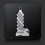 Black Square Button with Skyscraper Icon N2