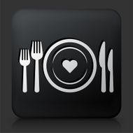Black Square Button with Love Plate