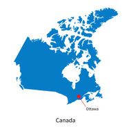 Detailed vector map of Canada and capital city Ottawa N2