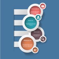 Round white infographic elements with various icons N2