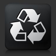 Black Square Button with Recycling Icon