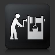 Black Square Button with Well Icon