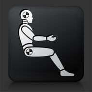 Black Square Button with Car Test Dummy Icon