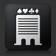 Black Square Button with Casino Building