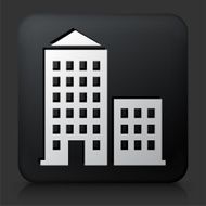 Black Square Button with Apartment Buildings