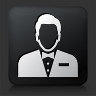 Black Square Button with Hotel Service Icon