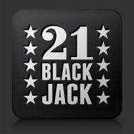 Black Square Button with 21 Jack Icon