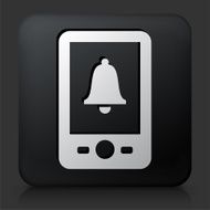 Black Square Button with Bell on Phone Icon