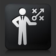 Black Square Button with Businessman Gameplan Icon