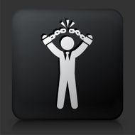 Black Square Button with Businessman Breaking Shackles