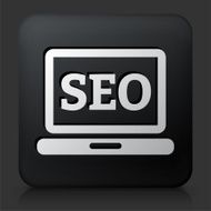 Black Square Button with SEO on Laptop