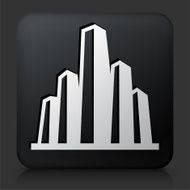 Black Square Button with Skyline Icon
