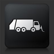 Black Square Button with Garbage Truck