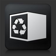 Black Square Button with Recycle Box Icon