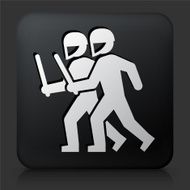 Black Square Button with Protest Police