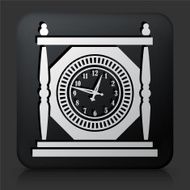 Black Square Button with Antique Clock N3