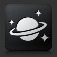 Black Square Button with Space &amp; Planet