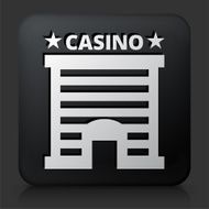 Black Square Button with Casino Building N2