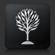 Black Square Button with Growing tree Icon N2