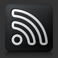 Black Square Button with Wi-Fi Connection