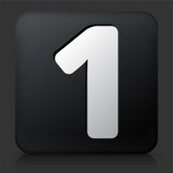 Black Square Button with Number One