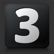 Black Square Button with Number Three