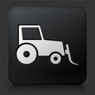 Black Square Button with Snow Mover Tractor