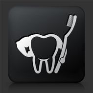 Black Square Button with Clean &amp; Strong Teeth N3