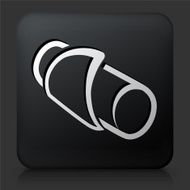 Black Square Button with Croissant Icon
