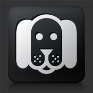 Black Square Button with Dog
