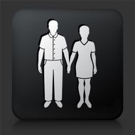 Black Square Button with Couple Holding Hands