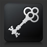 Black Square Button with Old Key N6