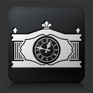 Black Square Button with Antique Clock N4
