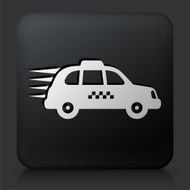 Black Square Button with Traveling Taxicab