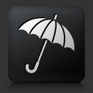 Black Square Button with Opened Umbrella