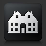 Black Square Button with House N2