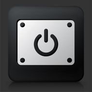 Black Square Button with Power On