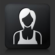 Black Square Button with Female Face Icon N35