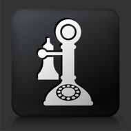 Black Square Button with Antique Phone Icon N2