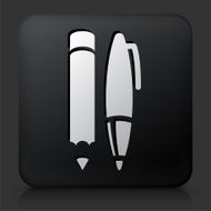 Black Square Button with Pen &amp; Pencil