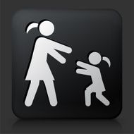 Black Square Button with Mother &amp; Daughter Reunited