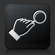 Black Square Button with Magnifying Glass Icon N3