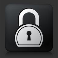 Black Square Button with Security Lock Icon N27
