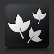 Black Square Button with Leaves